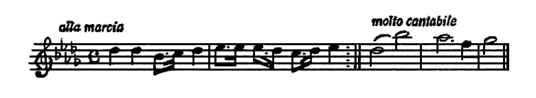 A short tune, in musical notation.