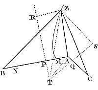 From three
given points to draw to a fourth point that is not given three right
lines whose differences shall be either given, or none at all.